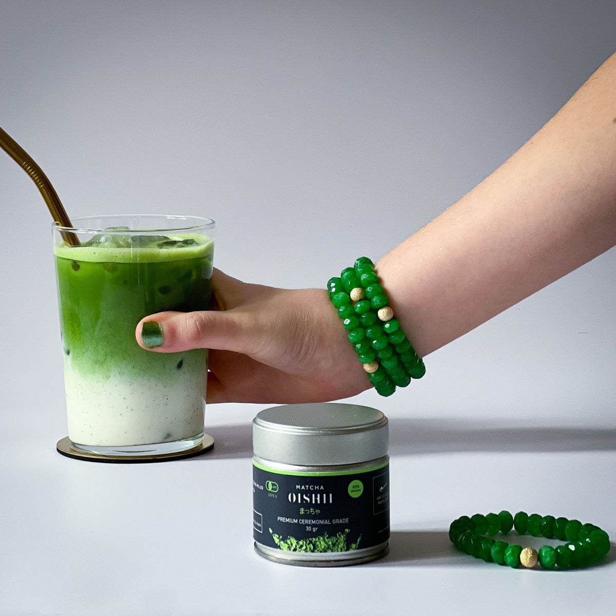 Ceremonial Matcha Powder and Seallymimi Semi-precious Stone Bracelet ...